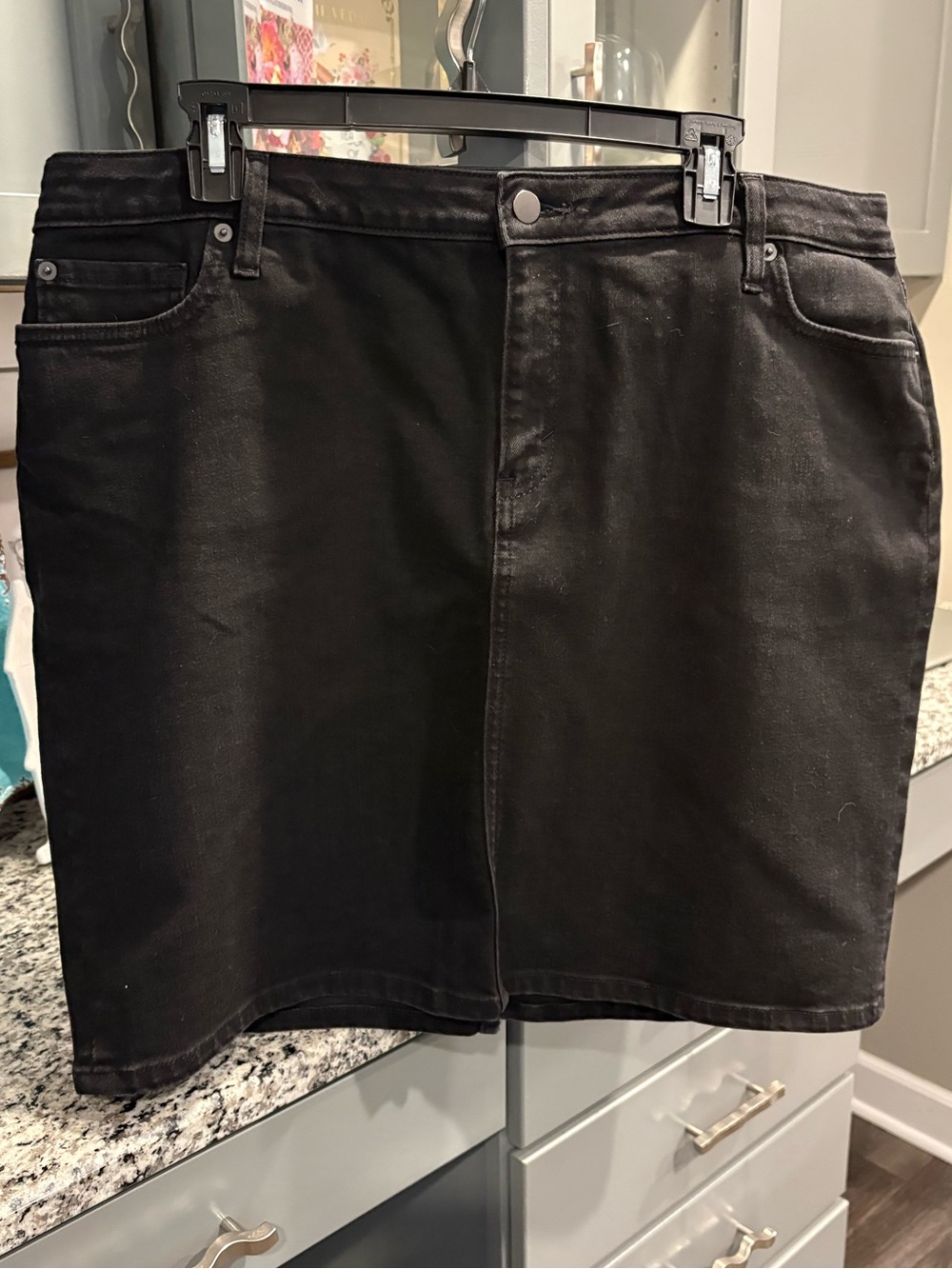 Amazon Essentials Black High-Rise Denim Skirt